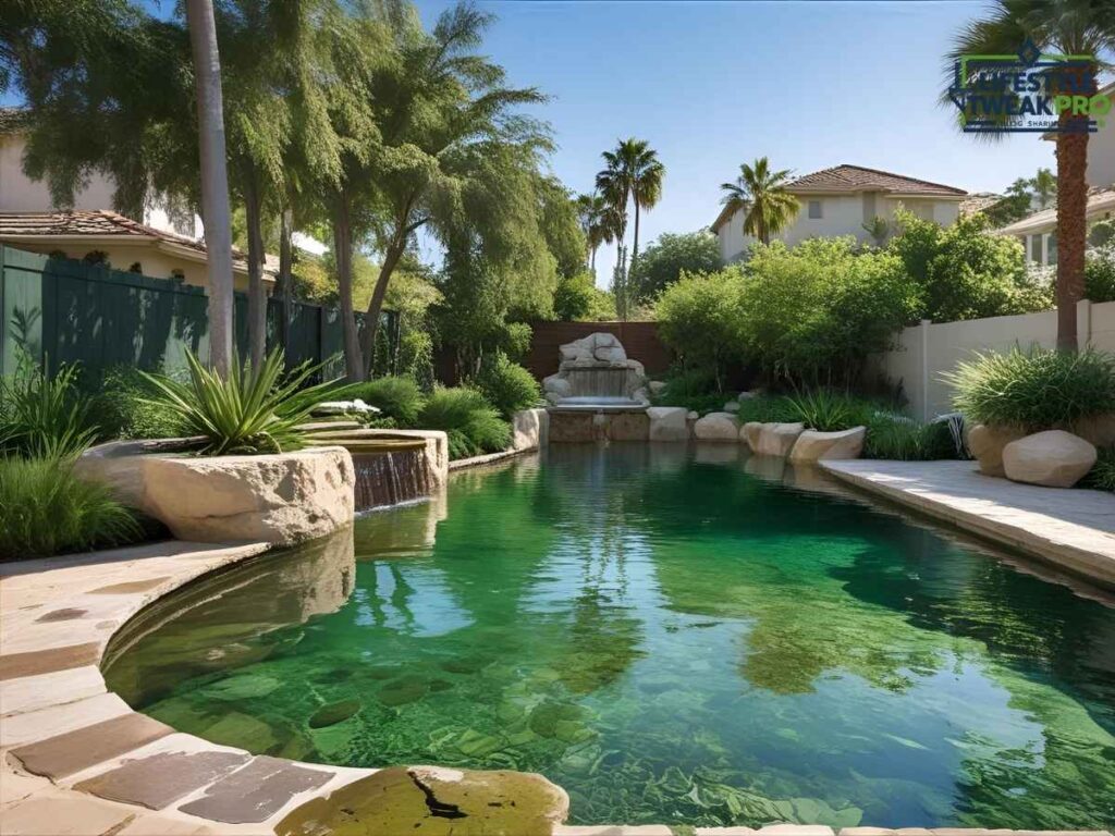 Los Angeles Marina Green backyard pond maintained with crystal clear water