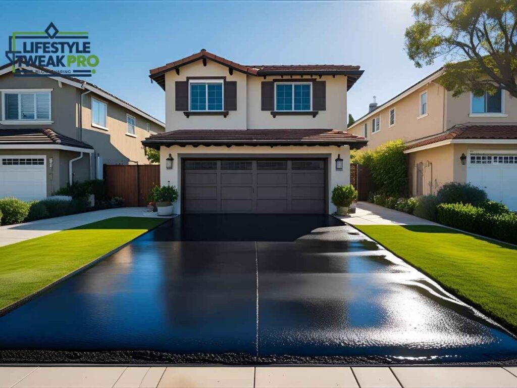 Los Angeles home with heat-resistant Clovis driveway sealant applied professionally
