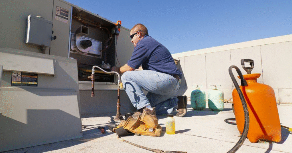 Gas line repair Los Angeles licensed plumber working outdoors in Santa Monica residential yard