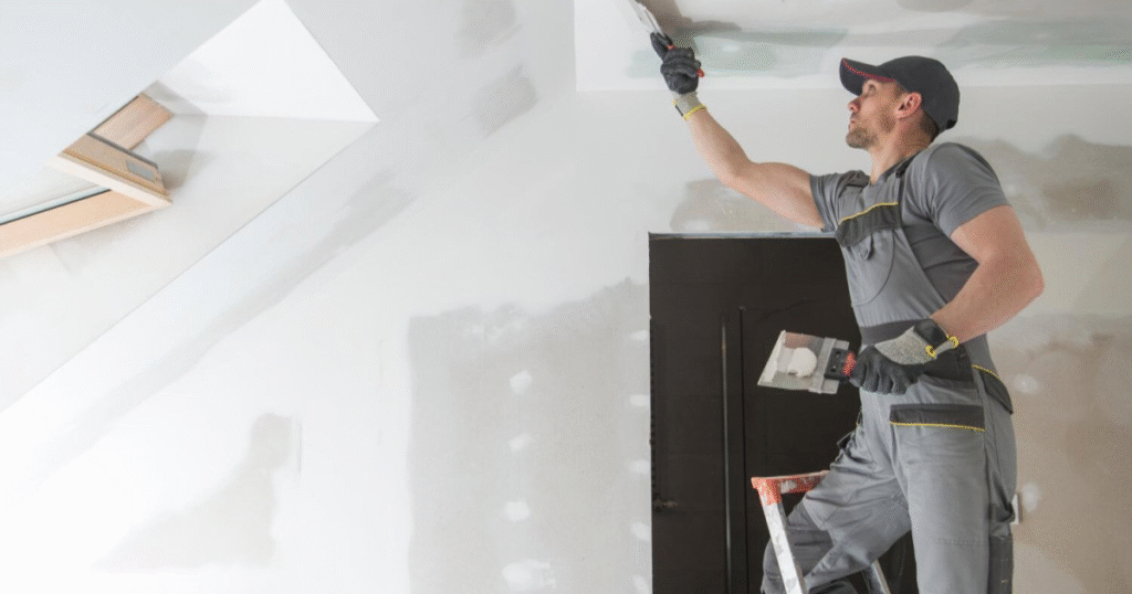 Handyman for Drywall Patching & Painting Los Angeles 1 Handyman fixing drywall cracks and repainting in Los Angeles