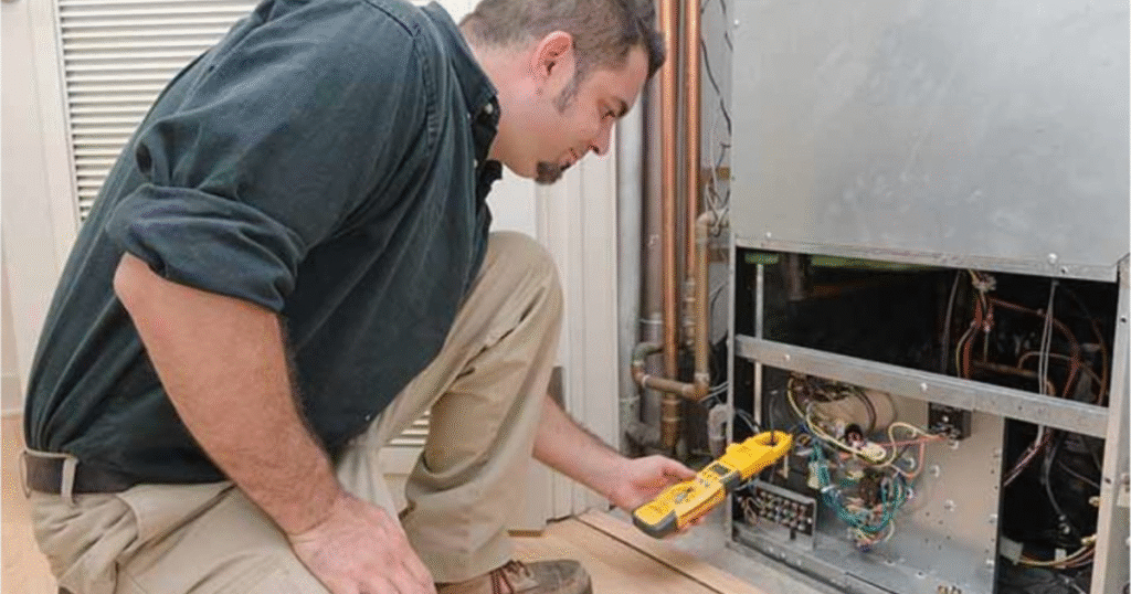Quick Heating Repairs for Chilly LA Nights: Los Angeles Comfort Restored 1 Technician providing quick heating repairs for chilly LA nights in Los Angeles home